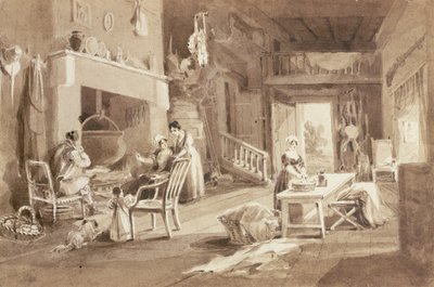 Kök i Brathay Hall (bläck på papper) av John Harden