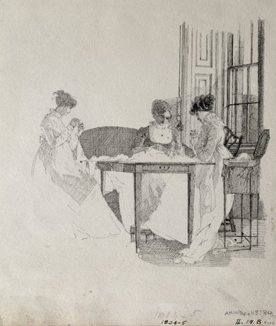 Damsömnad, 1805 (penna och bläck på papper) av John Harden