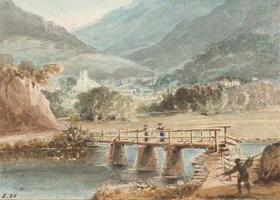 Old Miller Bridge, 1843 (wc på papper) av John Harden
