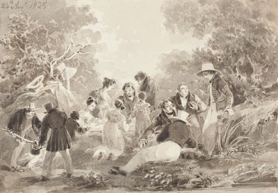 Picknick vid sjön, 1825 (wc på papper) av John Harden