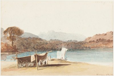 Picknick i skydd vid sjön Windermere, 1822 (wc på papper) av John Harden