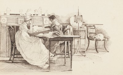 Läsning vid den öppna spisen, 1805 av John Harden