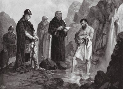 Boris I:s dop, 864 (litografi) av John Harris Valda