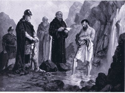 Baptism of Boris I, illustration från Hutchinsons History of the Nations VOL 4 c.1920-talet av John Harris Valda