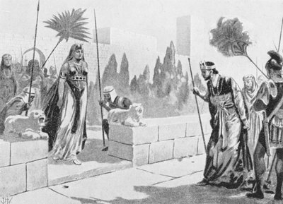 Kleopatra besöker Herodes, ca 33 f.Kr (litografi) av John Harris Valda