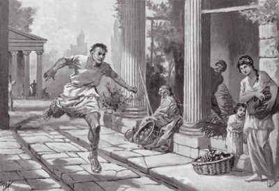 Förvirring i Aten efter den sicilianska katastrofen (litografi) av John Harris Valda