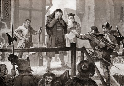 Griffenfeldts nåd på schavotten, efter målningen av John Harris Valda, från Hutchinson
