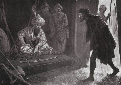 Intervju av en grekisk guvernör med Osman (litografi) av John Harris Valda