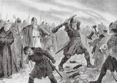 Kung Olav den helige bryter bilden av guden Mor av John Harris Valda