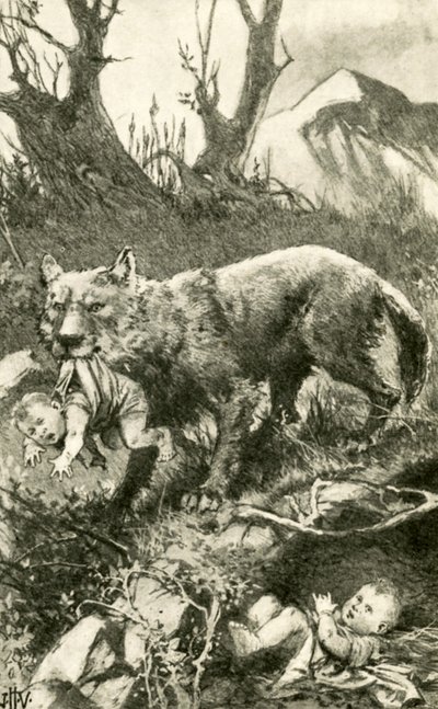 Romulus och Remus tas om hand av vargen av John Harris Valda