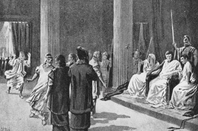 Judarna inför Caligula, 40 e.Kr. (litografi) av John Harris Valda