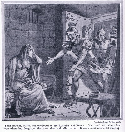 Deras mamma Silvia var överlycklig över att se Romulus och Remus, ca 1950 av John Harris Valda