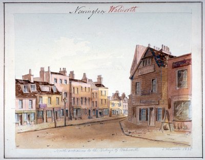 Utsikt över byn Walworth, Southwark, från norra ingången, London, 1825 av John Hassell