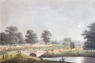 Utsikten över mässan i Hyde Park, graverad av Matthew Dubourg, 1 augusti 1814 (färgad gravyr) av John Heaviside Clark
