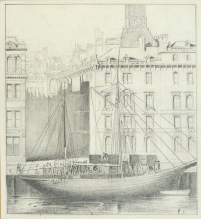 Quayside, Newcastle (penna på kort) av John Henderson