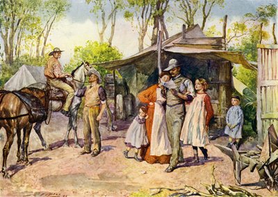 Leverera bokstäver i den australiska busken (färg litho) av John Henry Frederick (after) Bacon