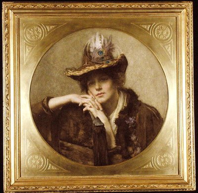 Kvinna med Peacock Feather Hat av John Henry Henshall