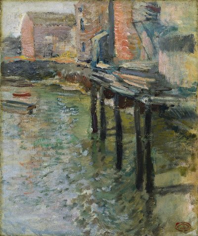 Övergiven kaj (Den gamla kvarnen vid Cos Cob) av John Henry Twachtman