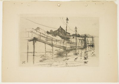 Det gamla tullhuset i Bridgeport (liten tallrik), 1888-1889 av John Henry Twachtman
