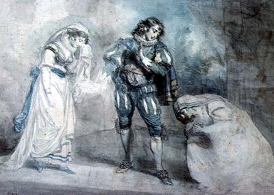 Pierre du Terrail, Chevalier de Bayard (1476-1524) med änkan och hennes dotter av John Hodges Benwell