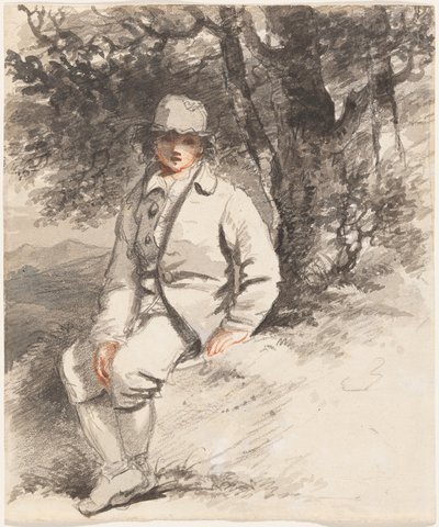 En ung pojke sittande under ett träd av John Hoppner