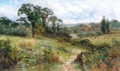 Shiplake on Thames från Wargrave Hills olja på duk av John Horace Hooper