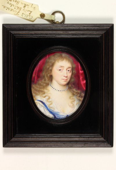 En dam som heter Teresia Lady Shirley (akvarell på veläng) av John Hoskins