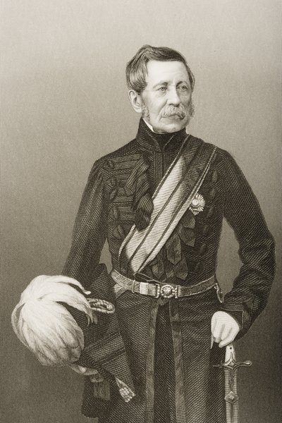 Sir John Fox Burgoyne (1782-1871) graverad av D.J. Pound efter ett fotografi, från "The Drawing-Room of Eminent Personages, Volume 2", utgiven i London 1860. av John Jabez Edwin Paisley Mayall