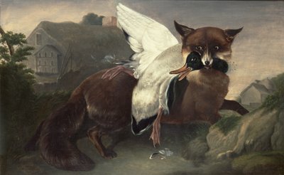 Räv och gås, ca 1835 (olja på duk) av John James Audubon