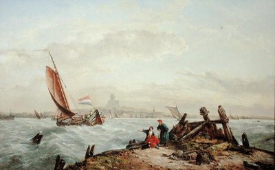 Utanför en holländsk hamn av John James Wilson