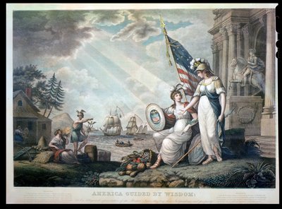 America Guided By Wisdom, 1815 graverad av Benjamin Tanner (1775-1848) av John James after Barralet