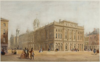 Town Hall, Newcastle upon Tyne (bc, penna och wc på papper) av John Johnstone