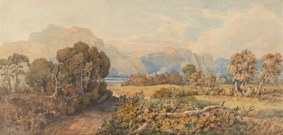 Landskap med flod och berg av John Joseph Cotman