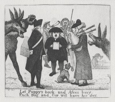 Låt valparna skälla och åsnor brja sig, varje hund och hund kommer att ha sin dag, 1784 av John Kay