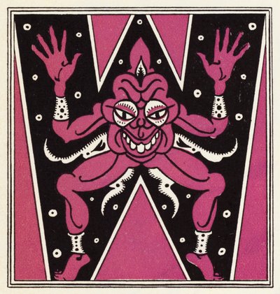 Utsmyckning till historien om Aladdin och den underbara lampan (litho i färg) av John Kettelwell