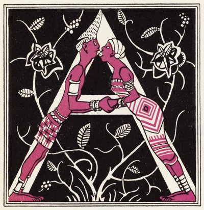 Utsmyckning för berättelsen om Aladdin och den underbara lampan (färg litho) av John Kettelwell