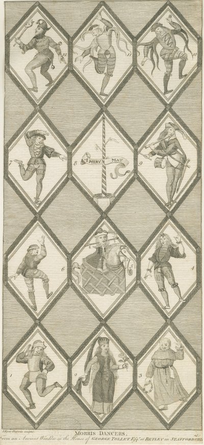 Betley Glass Window - Morris Dancers: gravyr, nd [1751-1790] av John Keyse Sherwin