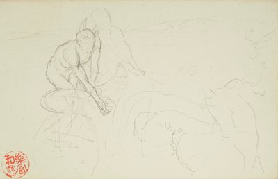 Achilles och Xanthus, från La Farge folios #849 och #860, en av 42 teckningar av John La Farge