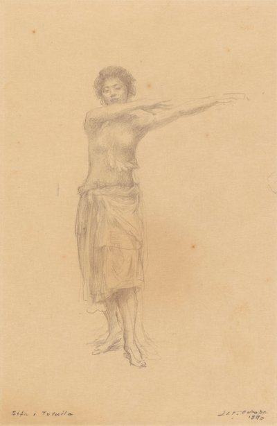 Taupo dansar den stående Siva, Samoa av John La Farge