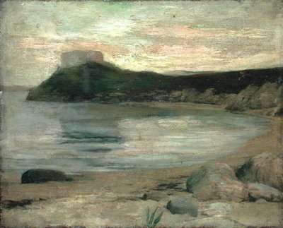 Studie av kvällsljus, Fort Dumpling, Newport Harbor (olja på duk) av John La Farge or Lafarge