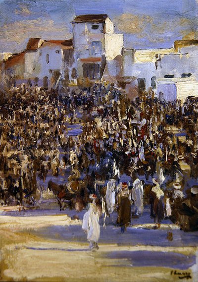 Market Place, Tanger (olja ombord) av John Lavery