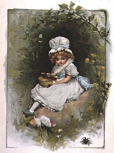 Little Miss Muffet, från en illustrerad bok med barnvisor av John Lawson