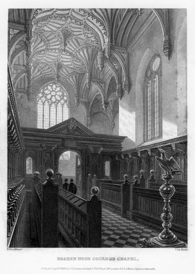 Brazen Nose Brasenose College Chapel, Oxford University, 1835. av John Le Keux