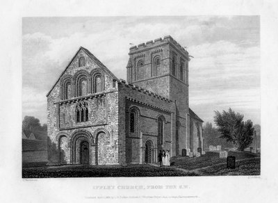 Iffley Church från sydväst, Oxfordford, 1834. av John Le Keux