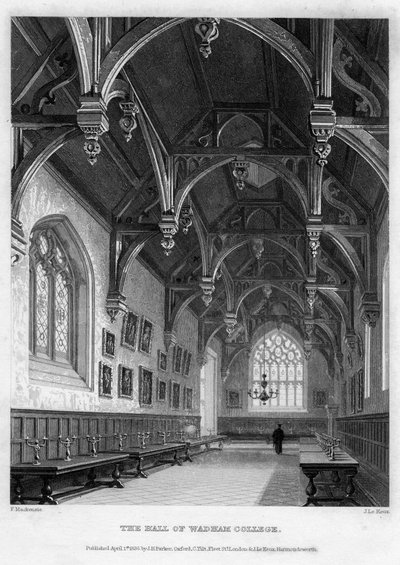 The Hall of Wadham College, Oxford University, 1836. av John Le Keux