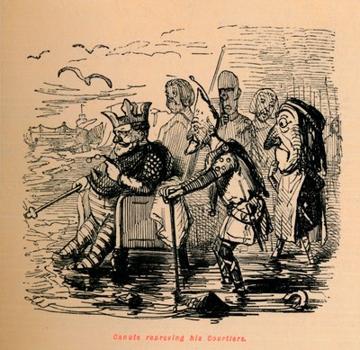 Knut tillrättavisar sina hovmän, c1860, c1860 av John Leech