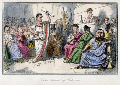 Cicero fördömer Cataline, 1850-talet. av John Leech