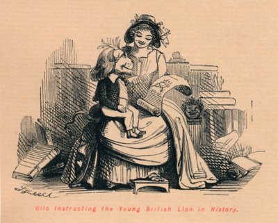 Clio instruerar Young British Lion in History, c1860, c1860 av John Leech