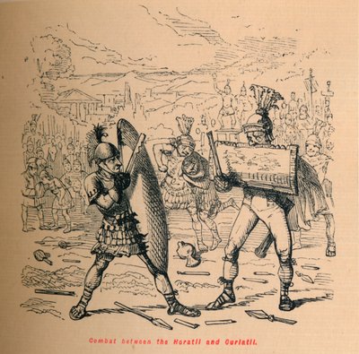 Strid mellan Horatii och Curiatii, 1852 av John Leech