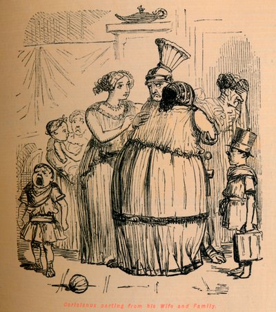 Coriolanus skiljer sig från sin hustru och familj, 1852 av John Leech
